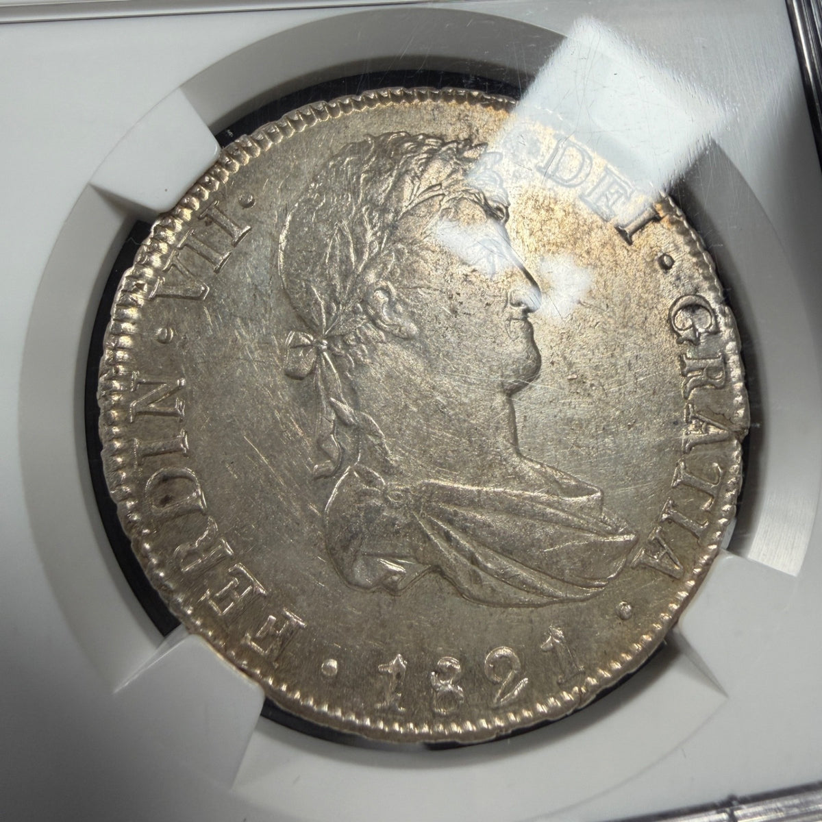 Bolivia - 8 Reales - 1821 PTS PJ - Ferdin VII - NGC AU 58