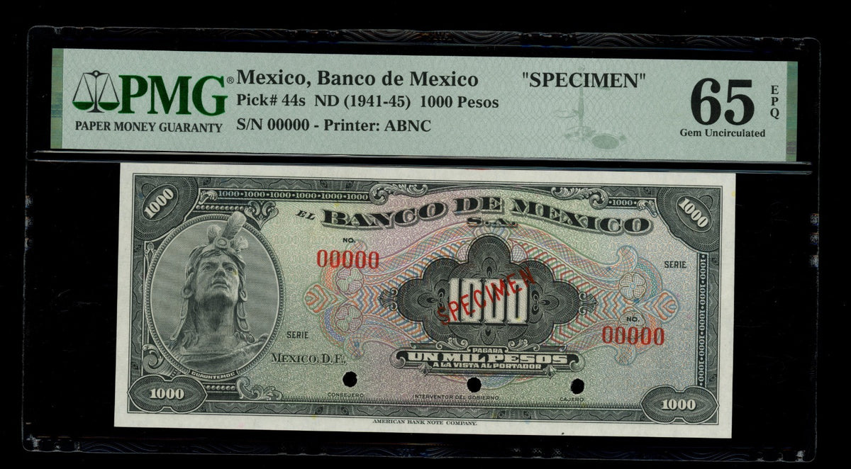 Mexico - 1000 Pesos - SPECIMEN - PMG 65 EPQ Gem UNC