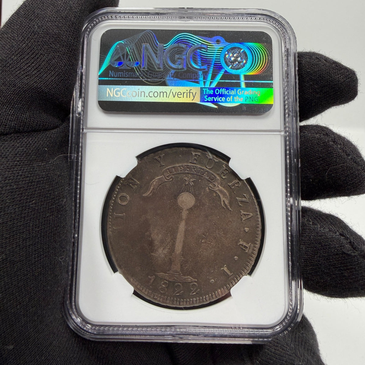 Chile - 1 Peso - 1822 FI (Santiago) - NGC XF 40 - 148,000 Minted!