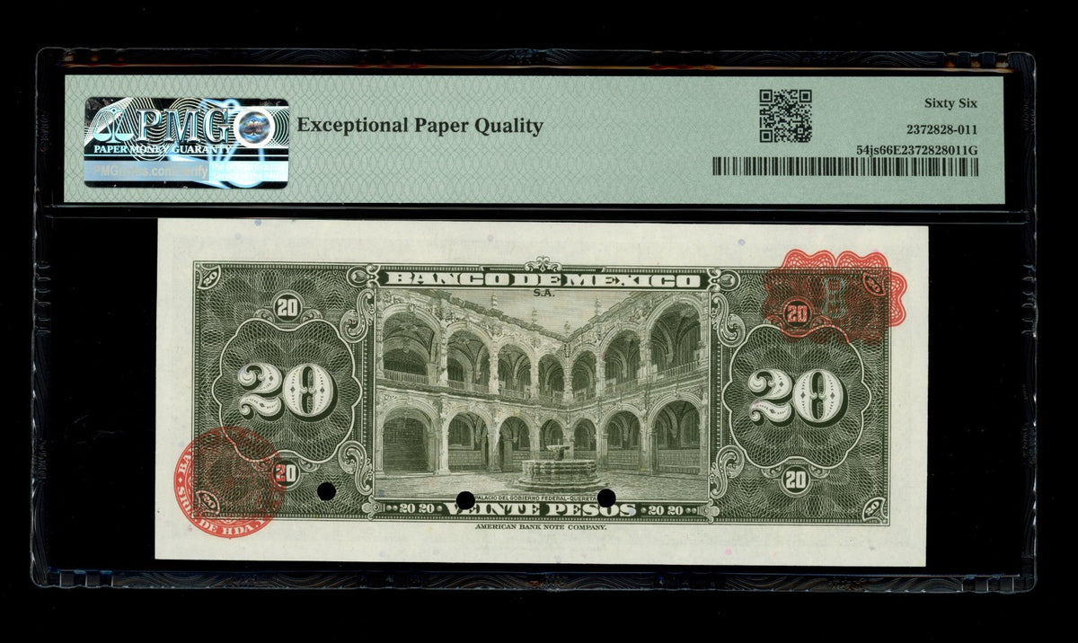 Mexico - 20 Pesos - 1961 Banco de Mexico - SPECIMEN - PMG 66 EPQ Gem UNC