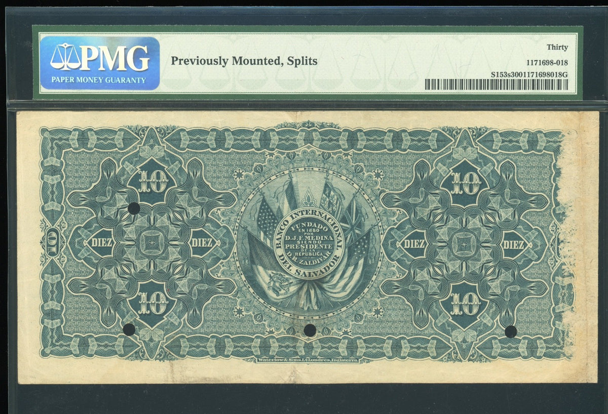 El Salvador - 10 Pesos - Banco Internacional del Salvador - PMG VF30 Specimen