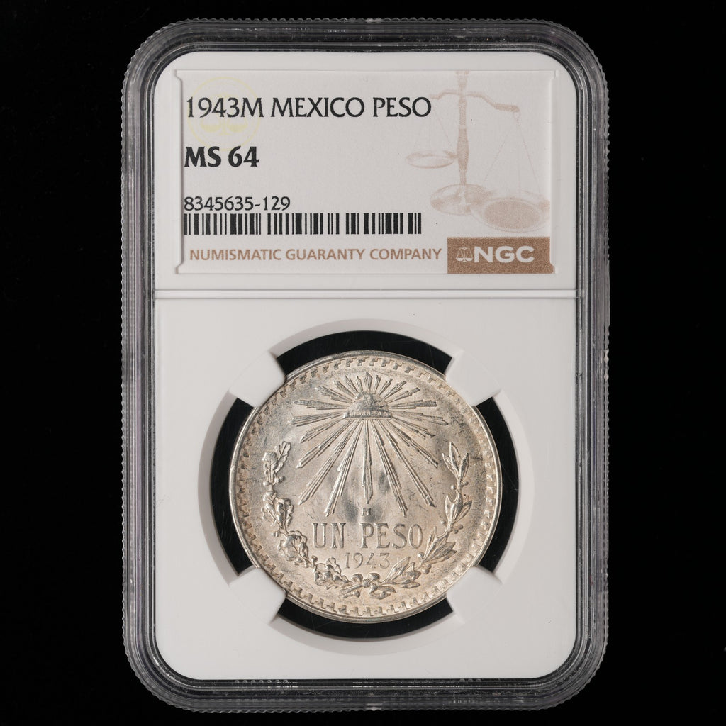 Mexico - 1 Peso - 1943 Mo - NGC MS 64 (129)
