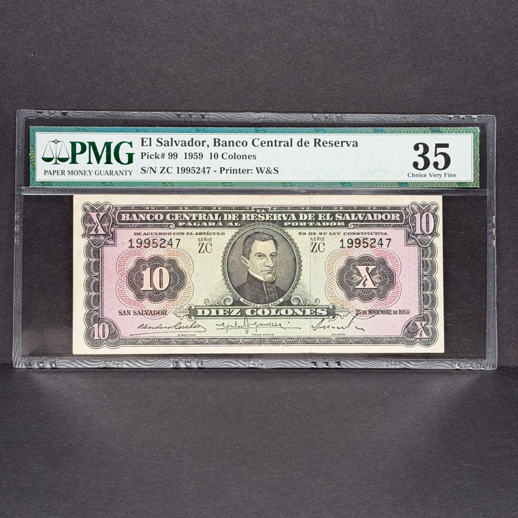 El Salvador - 10 Colones - 25 Noviembre 1959 - PMG VF 35