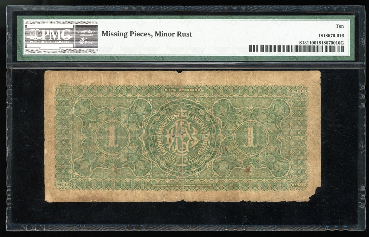 El Salvador - 1 Peso - Banco de Centro America y Londres - PMG VG10