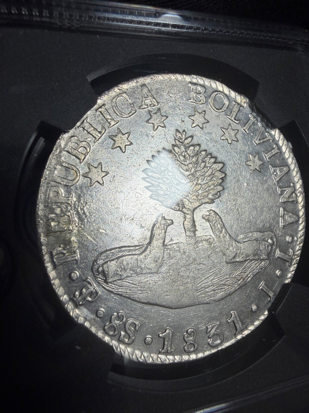Bolivia - 8 Soles - 1831 PTS JL NGC AU 55