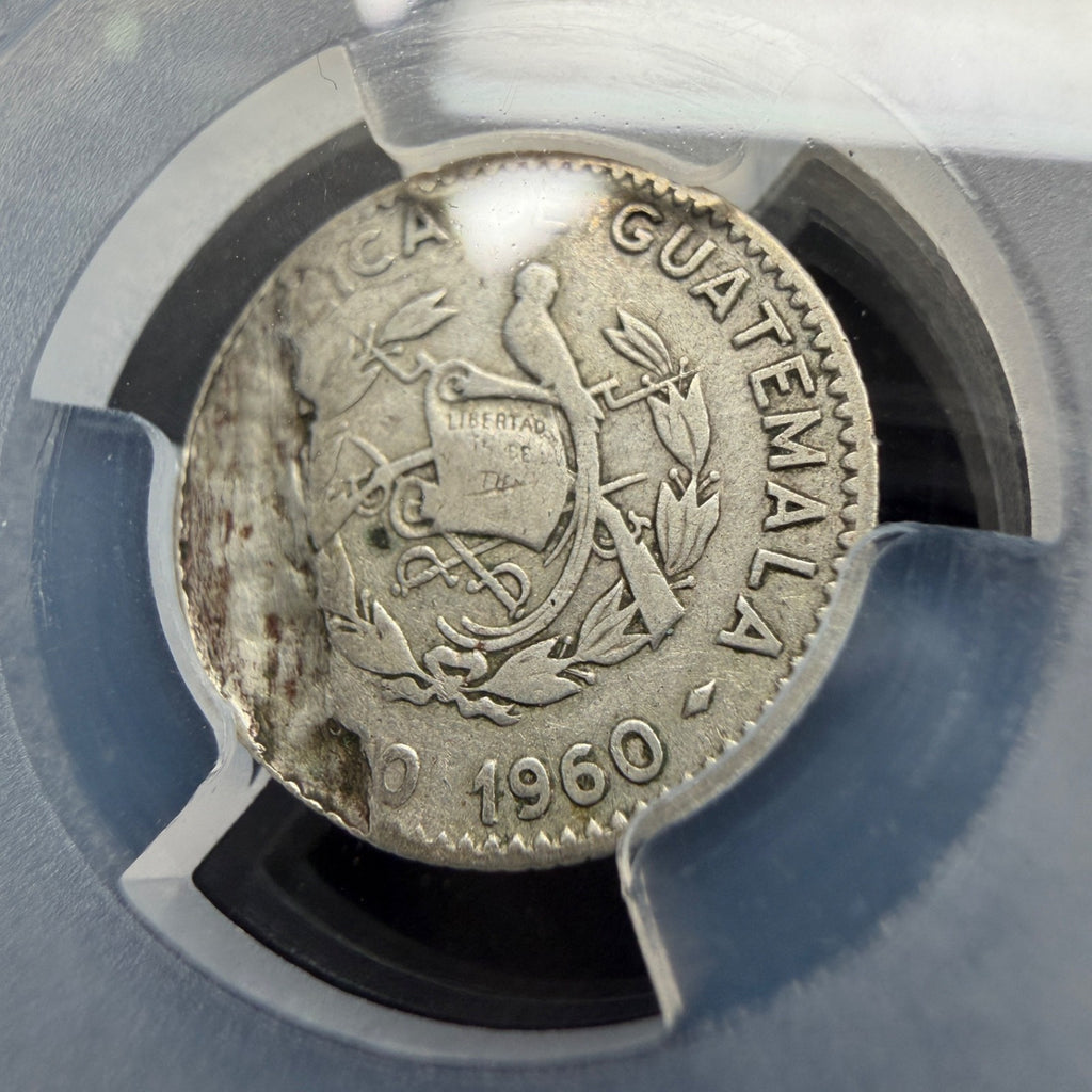 Guatemala - 5 Centavos - 1960 Mint Error Obverse Lamination - PCGS VF 25