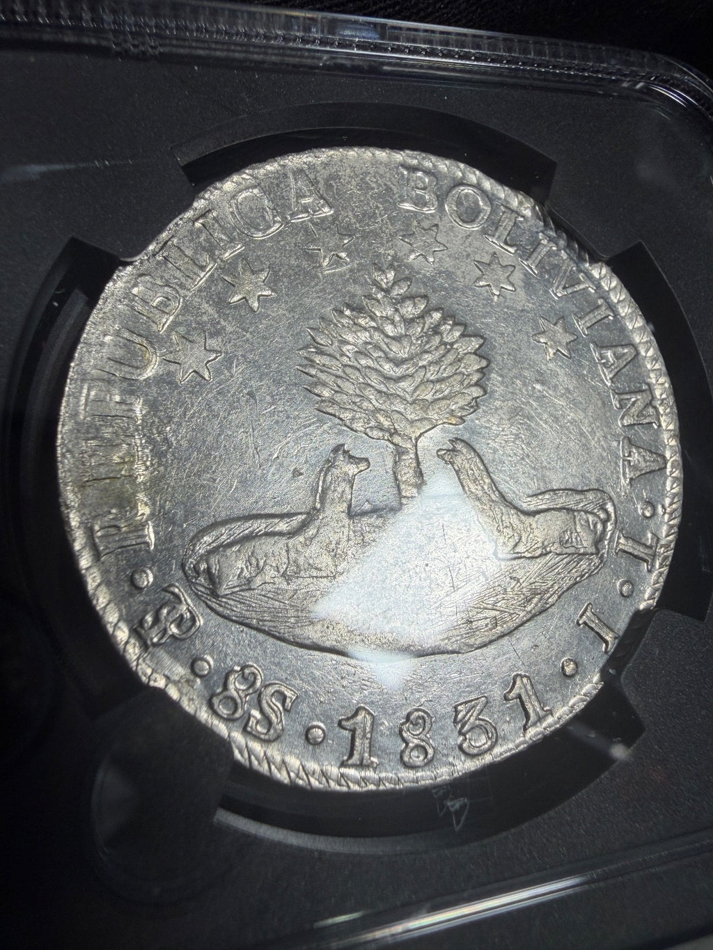 Bolivia - 8 Soles - 1831 PTS JL NGC AU 55