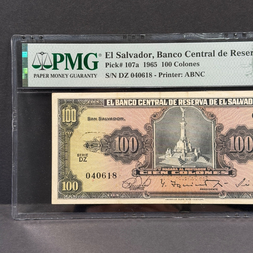 El Salvador - 100 Colones - 12 Enero 1965 - PMG VF35 EPQ
