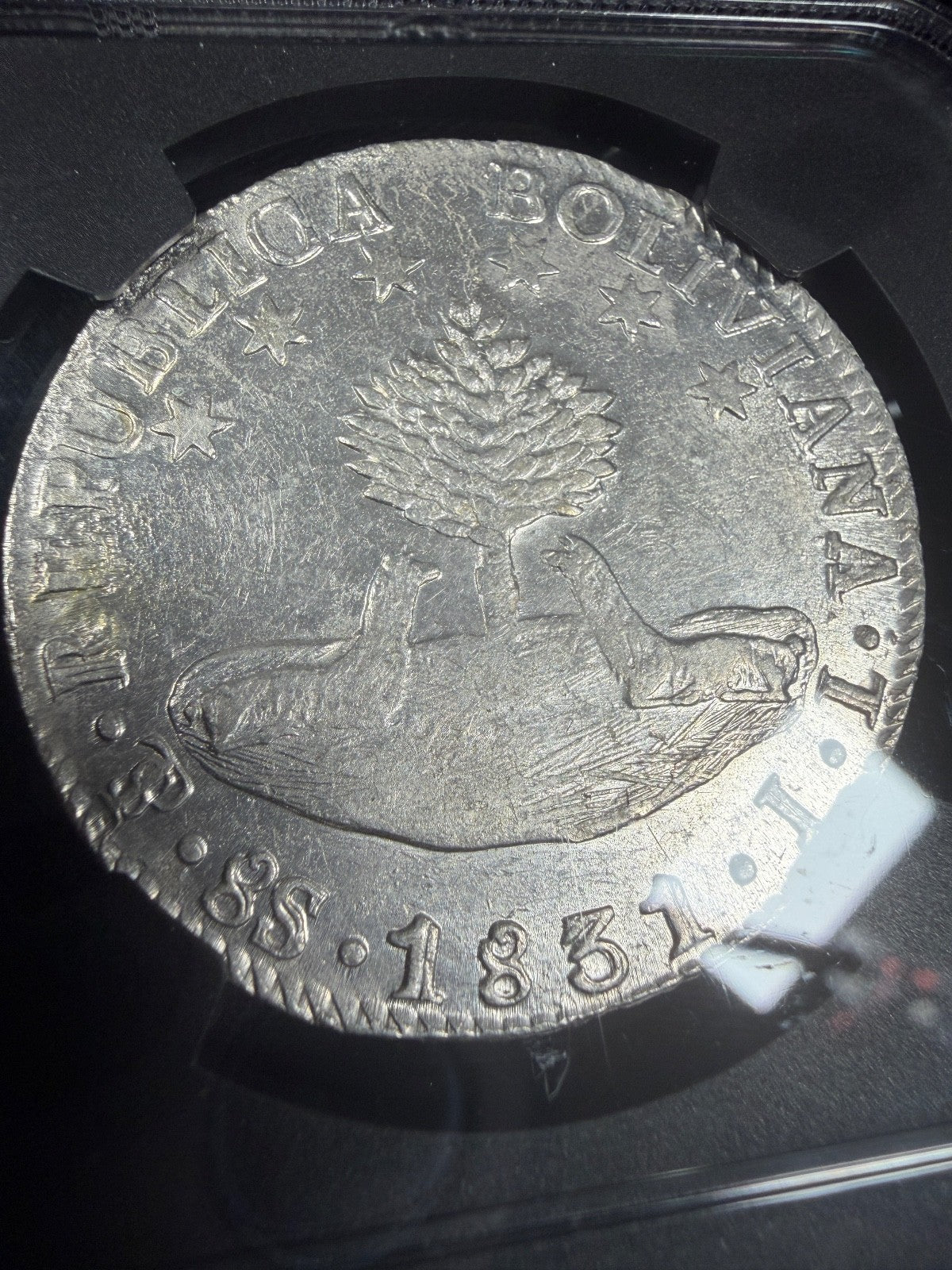 Bolivia - 8 Soles - 1831 PTS JL NGC AU 55