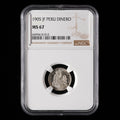 Peru - 1 Dinero - 1905 - NGC MS 67 - Top Pop 5/0