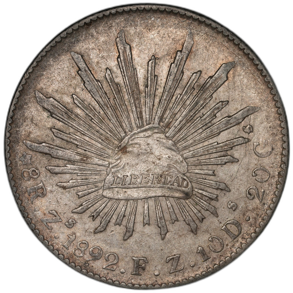 Mexico - 8 Reales - 1892 Zs FZ - KM#377.13 - Silver .903 - 0.786 ASW
