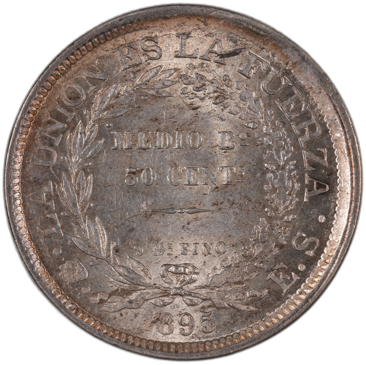 Bolivia - 1/2 Boliviano / 50 Centavos (PTS ES) - 1895 - Silver .900