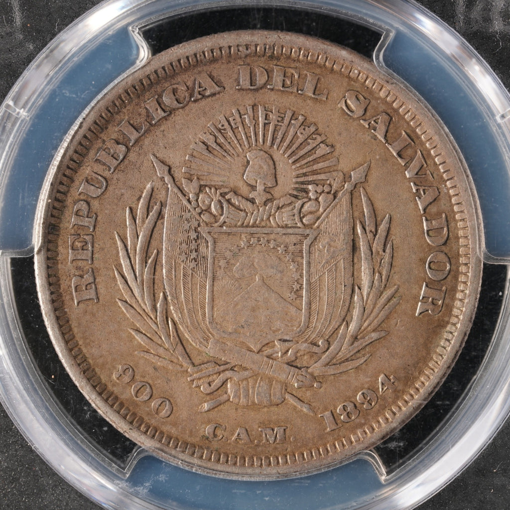 El Salvador - 1 Peso - 1894 Central American Mint - PCGS XF 45