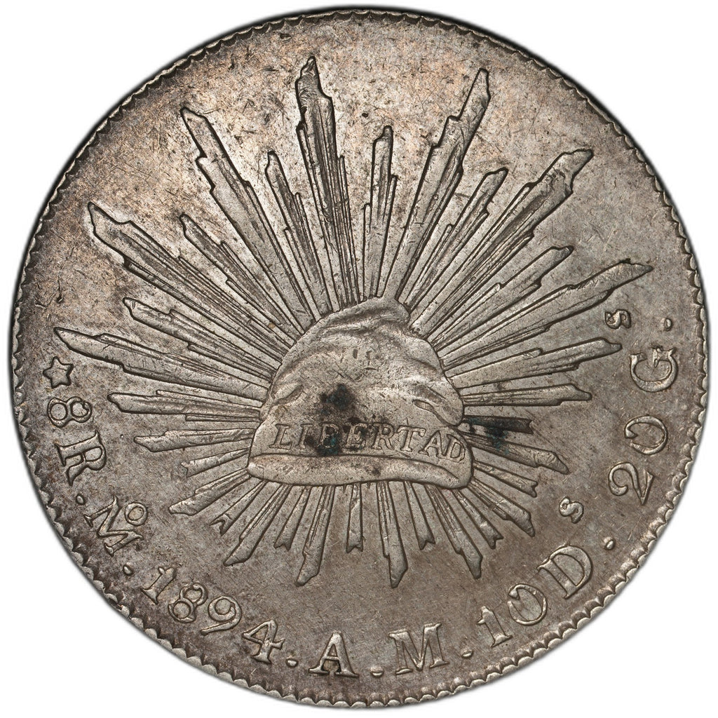 Mexico - 8 Reales - 1894 Mo AM - KM#377.10 - Item #2 - Silver .903 - 0.786 ASW