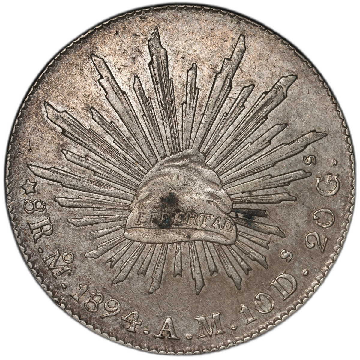 Mexico - 8 Reales - 1894 Mo AM - KM#377.10 - Item #2 - Silver .903 - 0.786 ASW