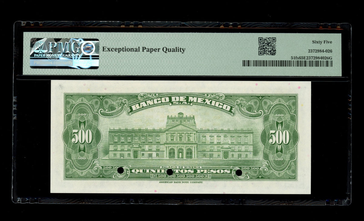 Mexico - 500 Pesos - 1956 Banco de Mexico - SPECIMEN - PMG 65 EPQ Gem UNC