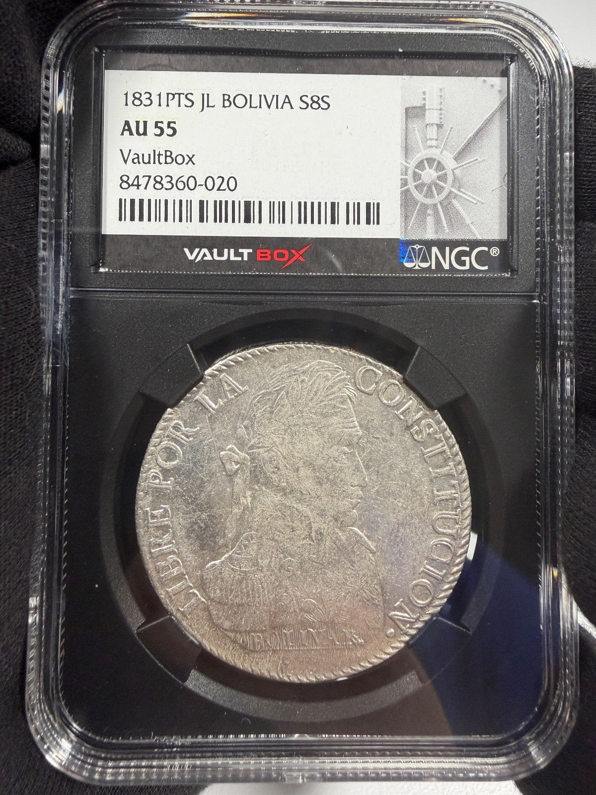 Bolivia - 8 Soles - 1831 PTS JL NGC AU 55