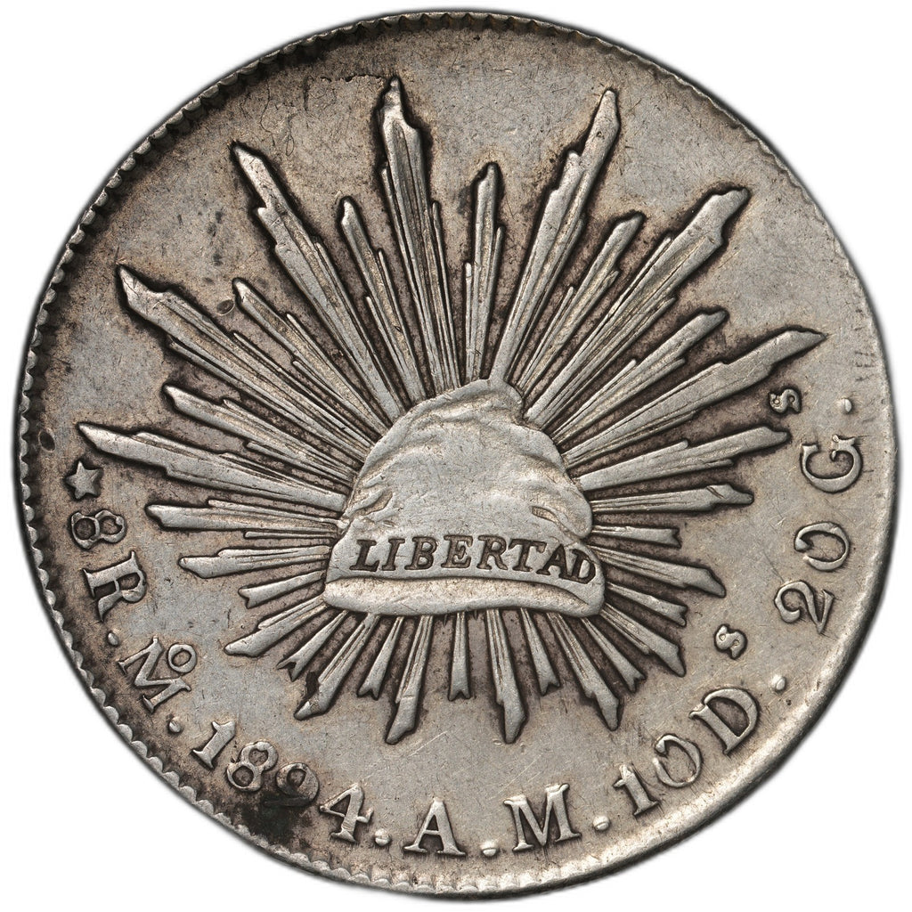 Mexico - 8 Reales - 1894 Mo AM - KM#377.10 - Item #1 - Silver .903 - 0.786 ASW