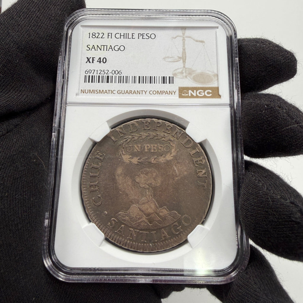 Chile - 1 Peso - 1822 FI (Santiago) - NGC XF 40 - 148,000 Minted!
