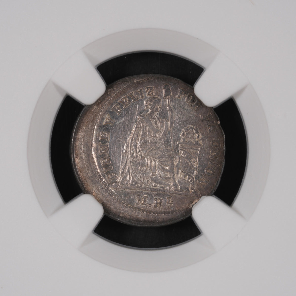 Peru - 1/2 Real - 1860 (YB) Mint Error Broadstruck NGC AU53