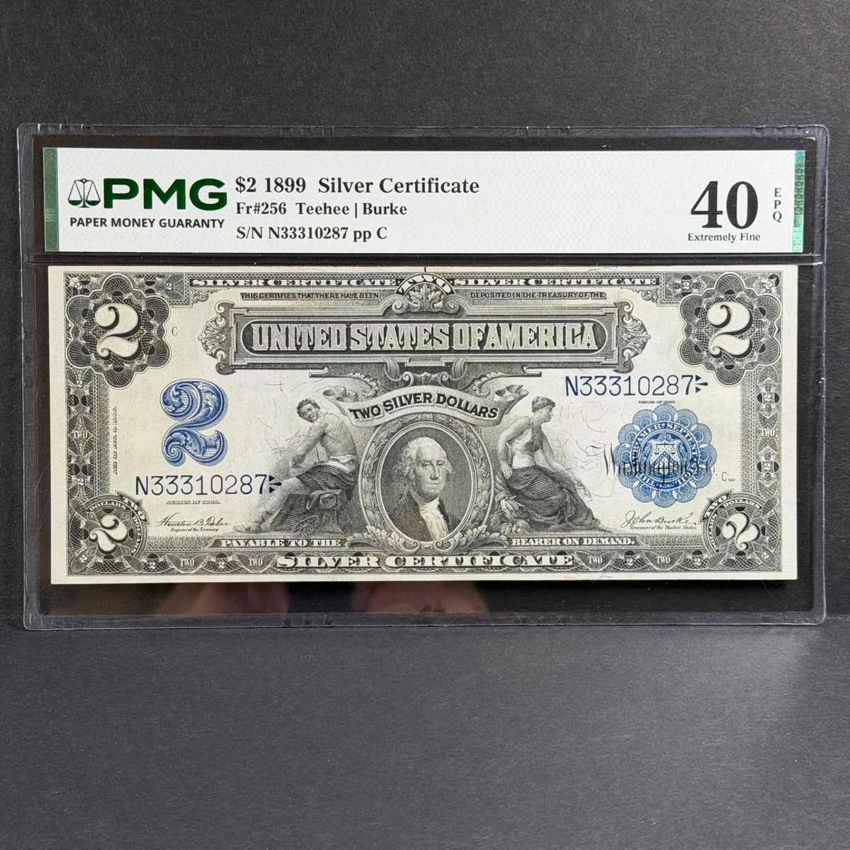 1899 $2 Silver Certificate FR#256 Teehee | Burke PMG XF 40 EPQ