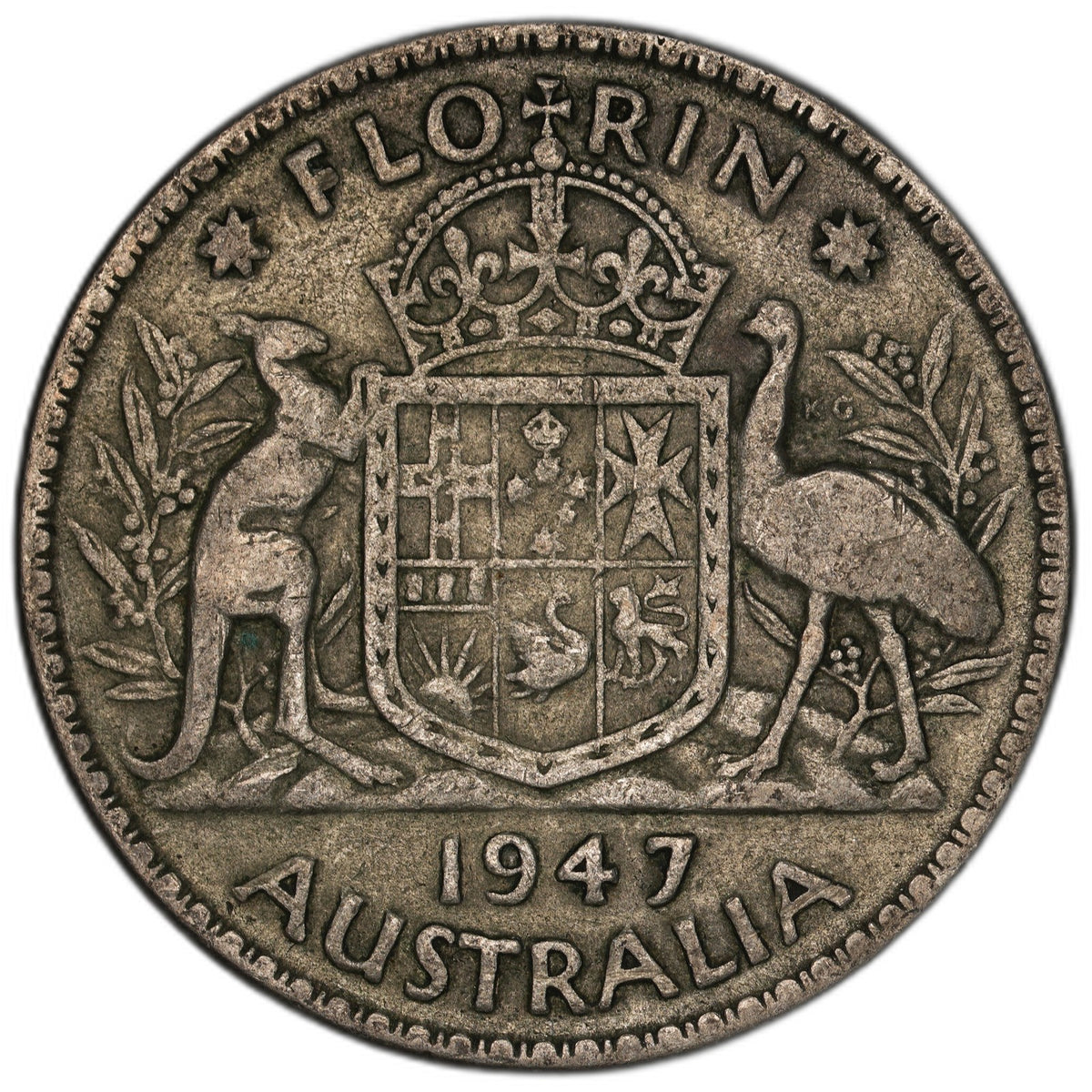 Australia - 1 Florin - 1947 - KM#40a - Silver .500 - 0.182 ASW