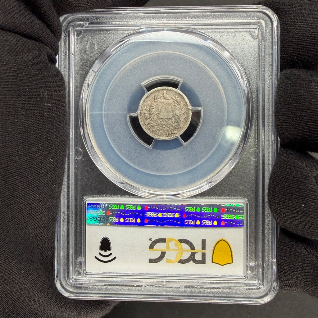 Guatemala - 1/2 Real - 1896 Mint Error Reverse Lamination - PCGS VF 25