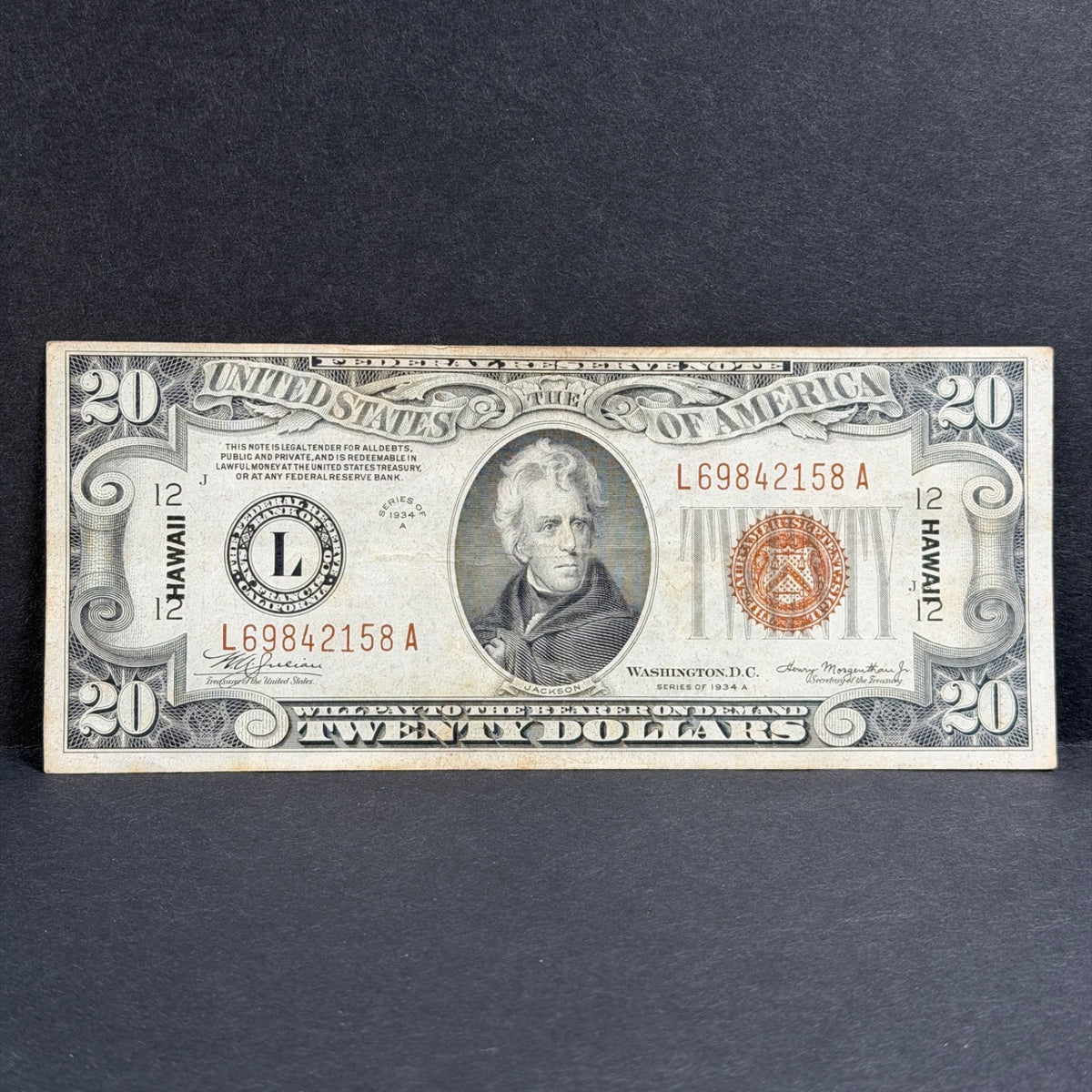 1934A $20 Hawaii Overprint Circulated Note FR#2305