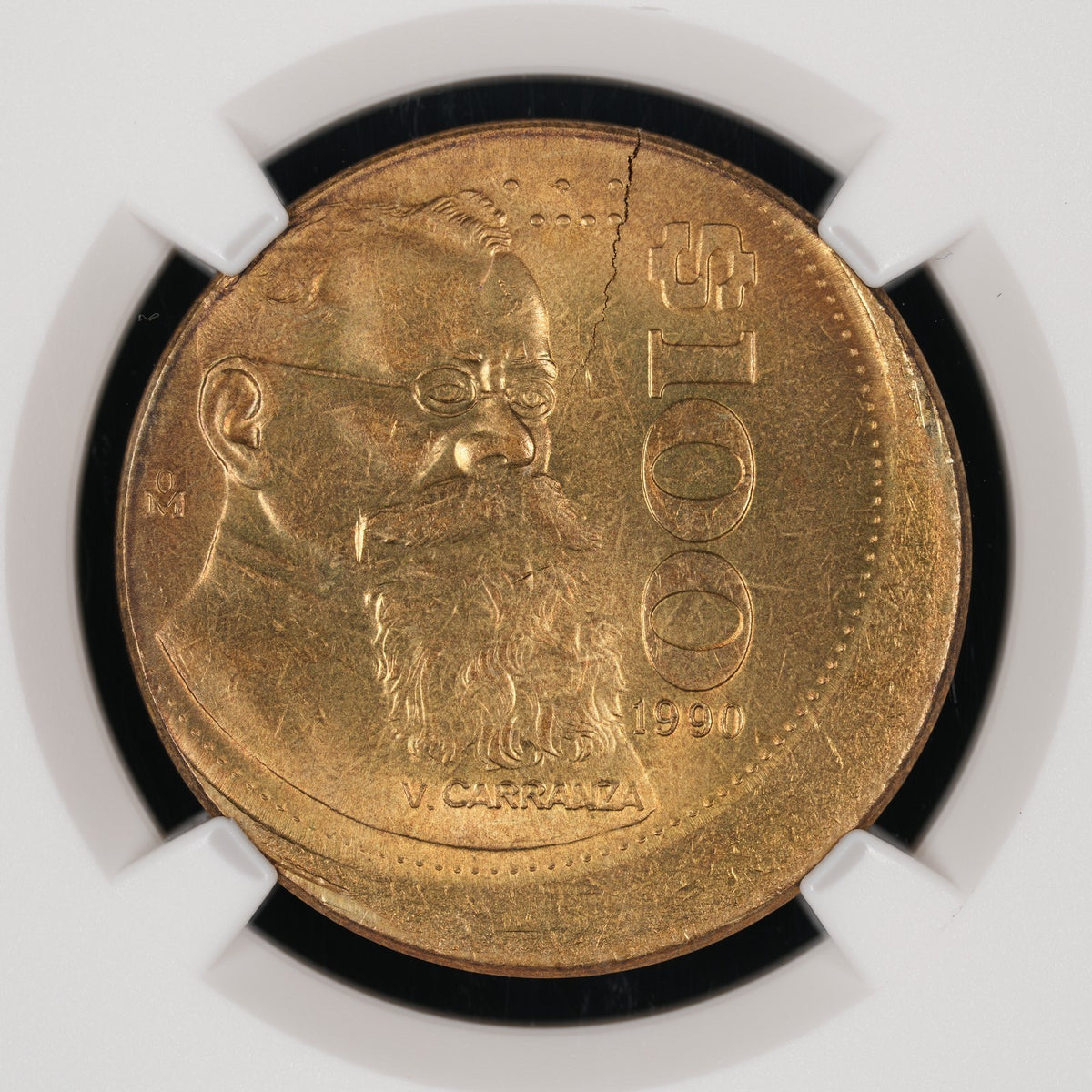 Mexico - 100 Pesos - 1990 - NGC MS 65 - 10% OFF CENTER ERROR