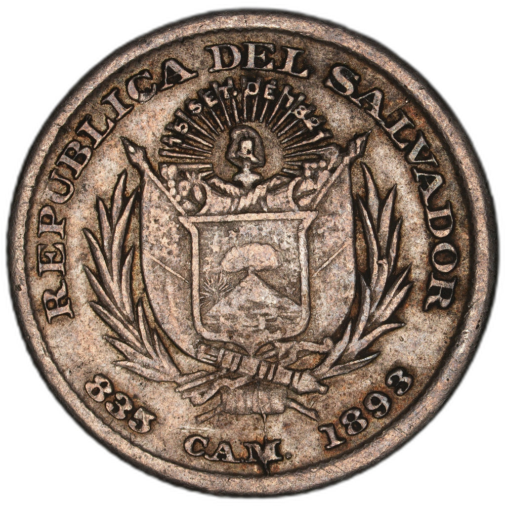 El Salvador - 5 Centavos - 1893 - KM#109 - Silver .835 - 0.034 ASW