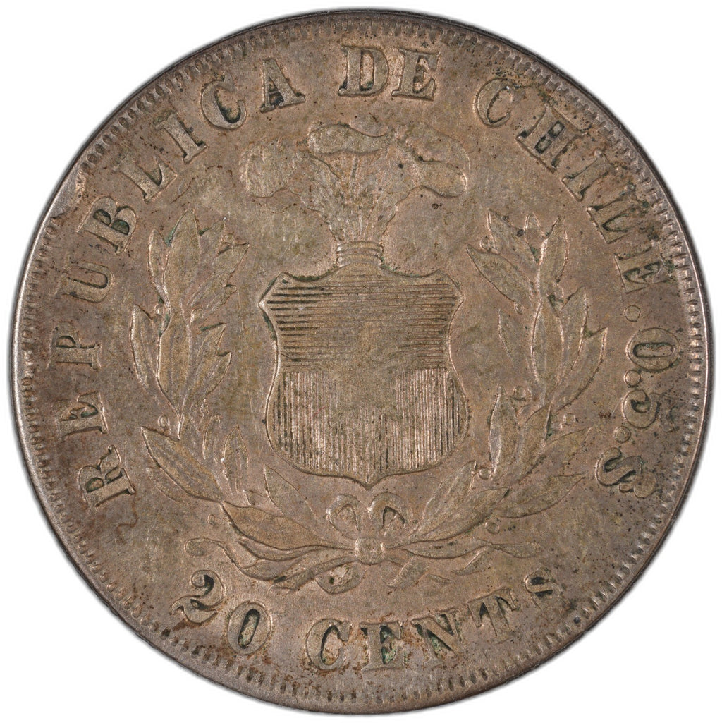 Chile - 20 Centavos - 1893 - Silver .500