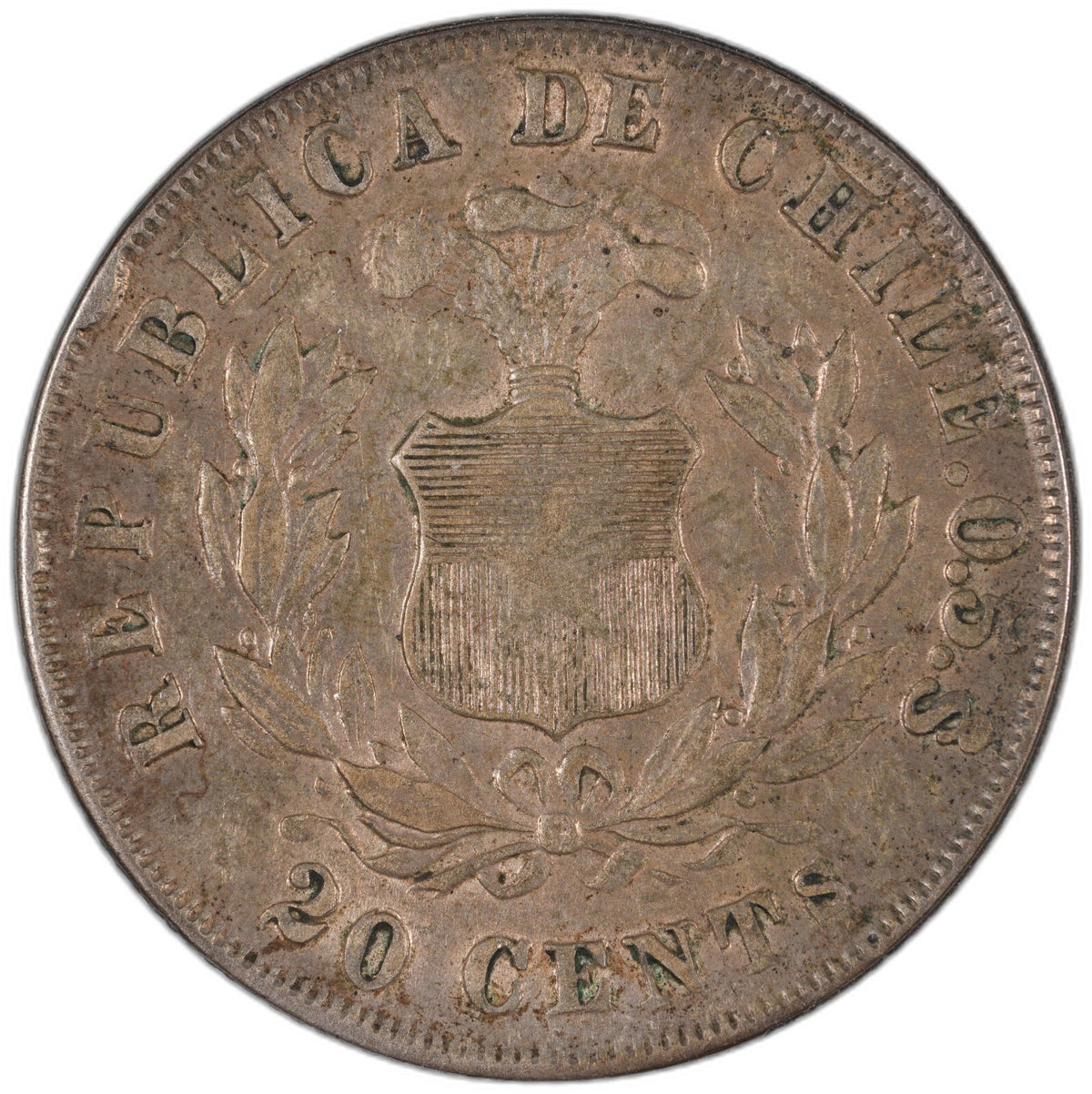 Chile - 20 Centavos - 1893 - Silver .500