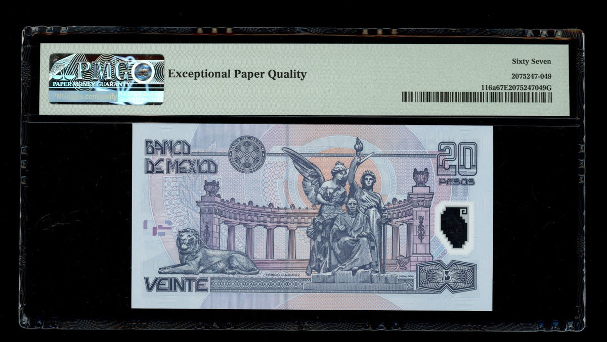 Mexico - 20 Pesos - 2001 - Banco de Mexico - PMG 67 EPQ Superb Gem UNC