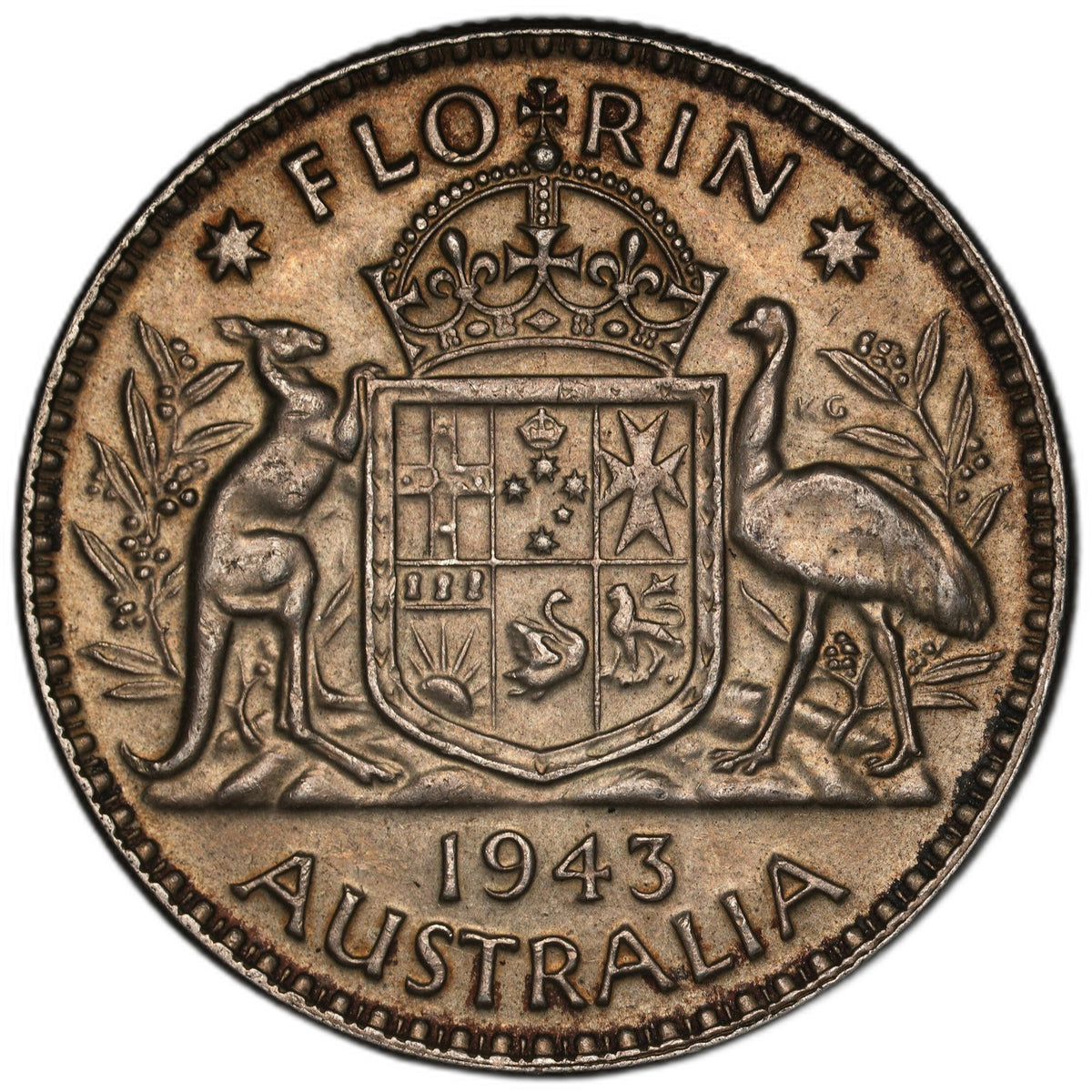 Australia - 1 Florin - 1943 - KM#40 - Silver .925 - 0.336 ASW