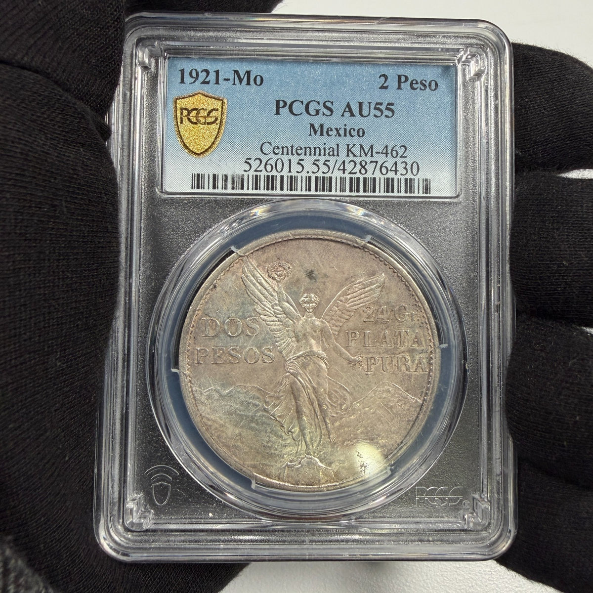 Mexico - 2 Pesos - 1921 Mo - PCGS AU 55 - Winged Victory
