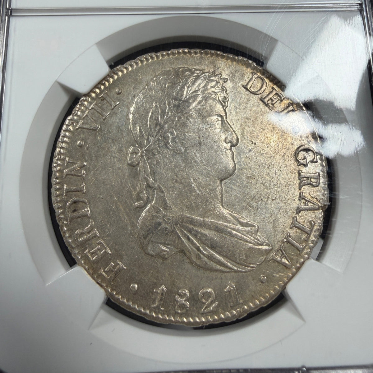 Bolivia - 8 Reales - 1821 PTS PJ - Ferdin VII - NGC AU 58