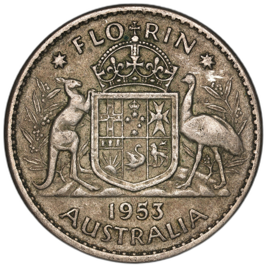 Australia - 1 Florin - 1953 - KM#54 - Silver .500 - 0.182 ASW