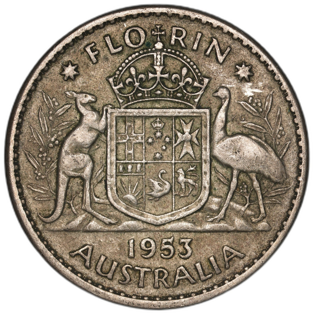 Australia - 1 Florin - 1953 - KM#54 - Silver .500 - 0.182 ASW