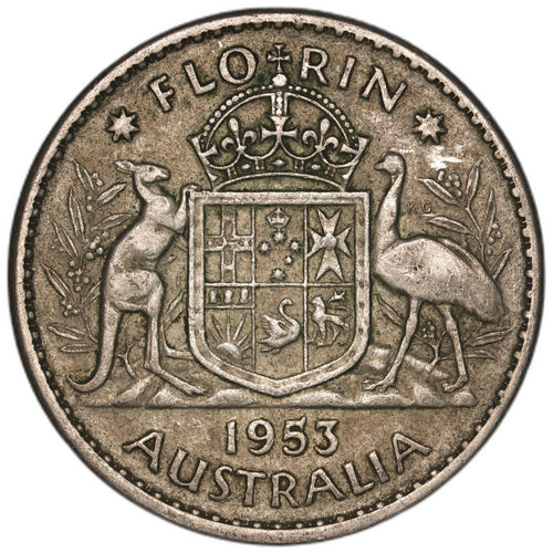 Australia - 1 Florin - 1953 - KM#54 - Silver .500 - 0.182 ASW