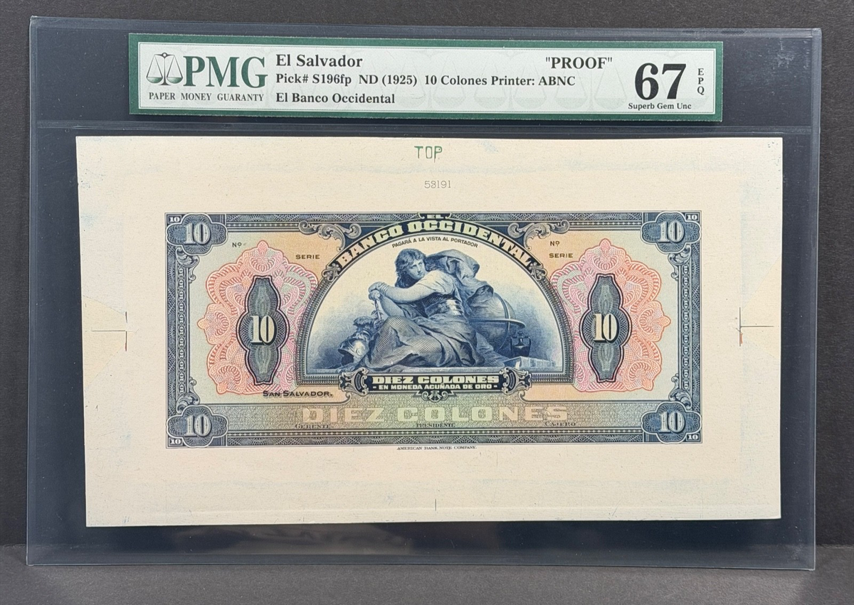 El Salvador - 10 Colones - Banco Occidental - S196fp - Proof - PMG 67 EPQ