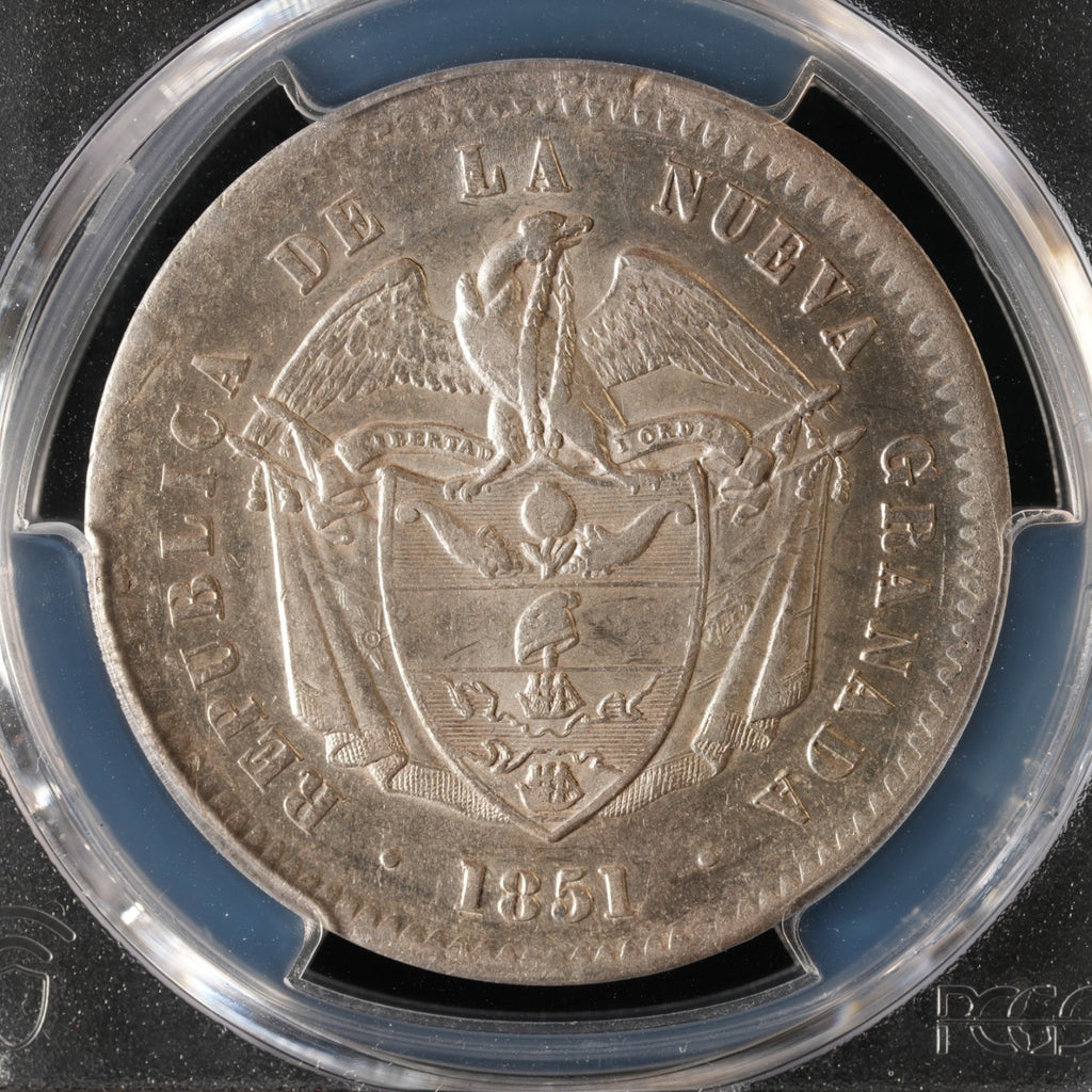 Colombia - 10 Reales - 1851 - PCGS AU 55