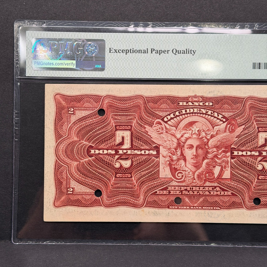 El Salvador - 2 Pesos - Banco Occidental - PMG 58 EPQ - "Billete del Charro"