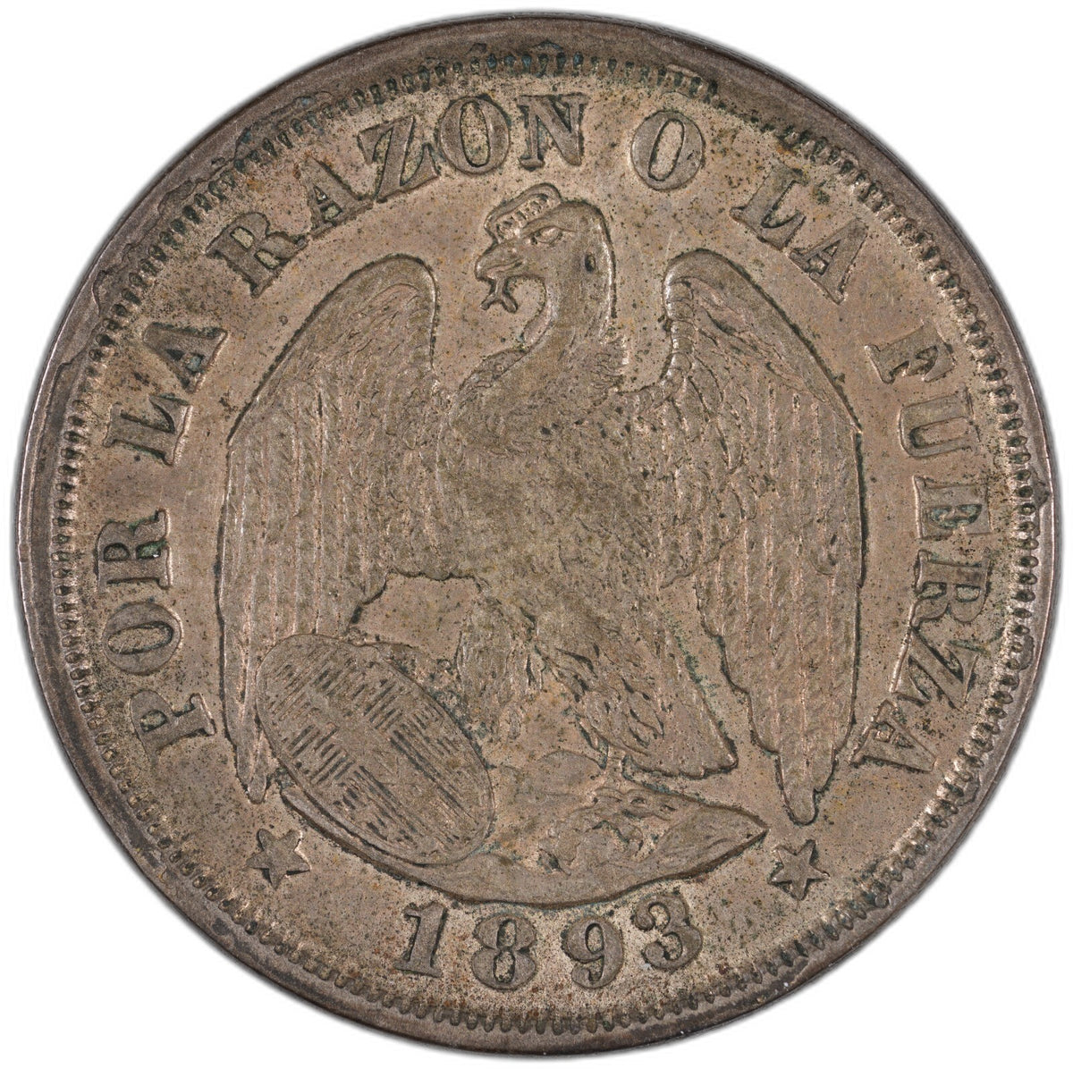 Chile - 20 Centavos - 1893 - Silver .500