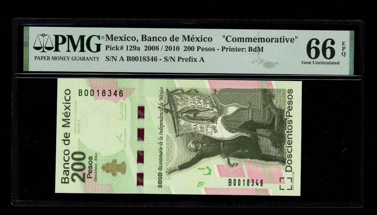 Mexico - 200 Pesos - 2008 Commemorative - Banco de Mexico - PMG 66 EPQ