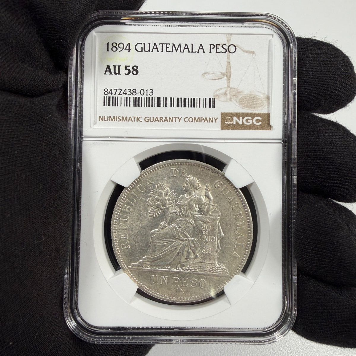 Guatemala - 1 Peso - 1894 - NGC AU 58
