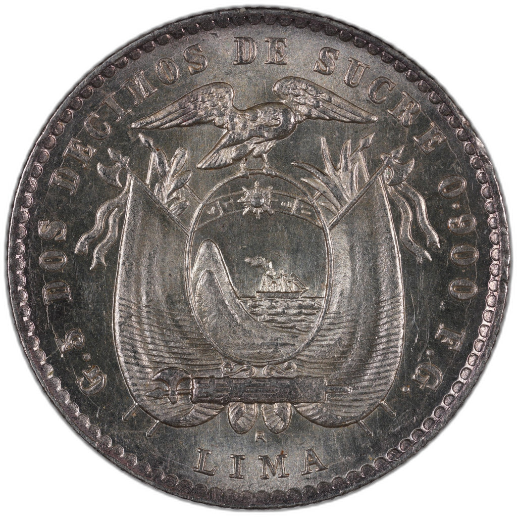 Ecuador - 2 Decimos (LIMA FG) - 1914 - Silver .900