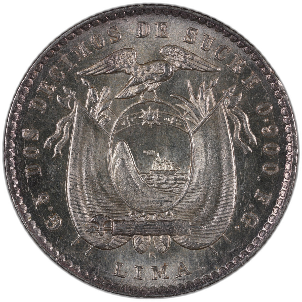 Ecuador - 2 Decimos (LIMA FG) - 1914 - Silver .900