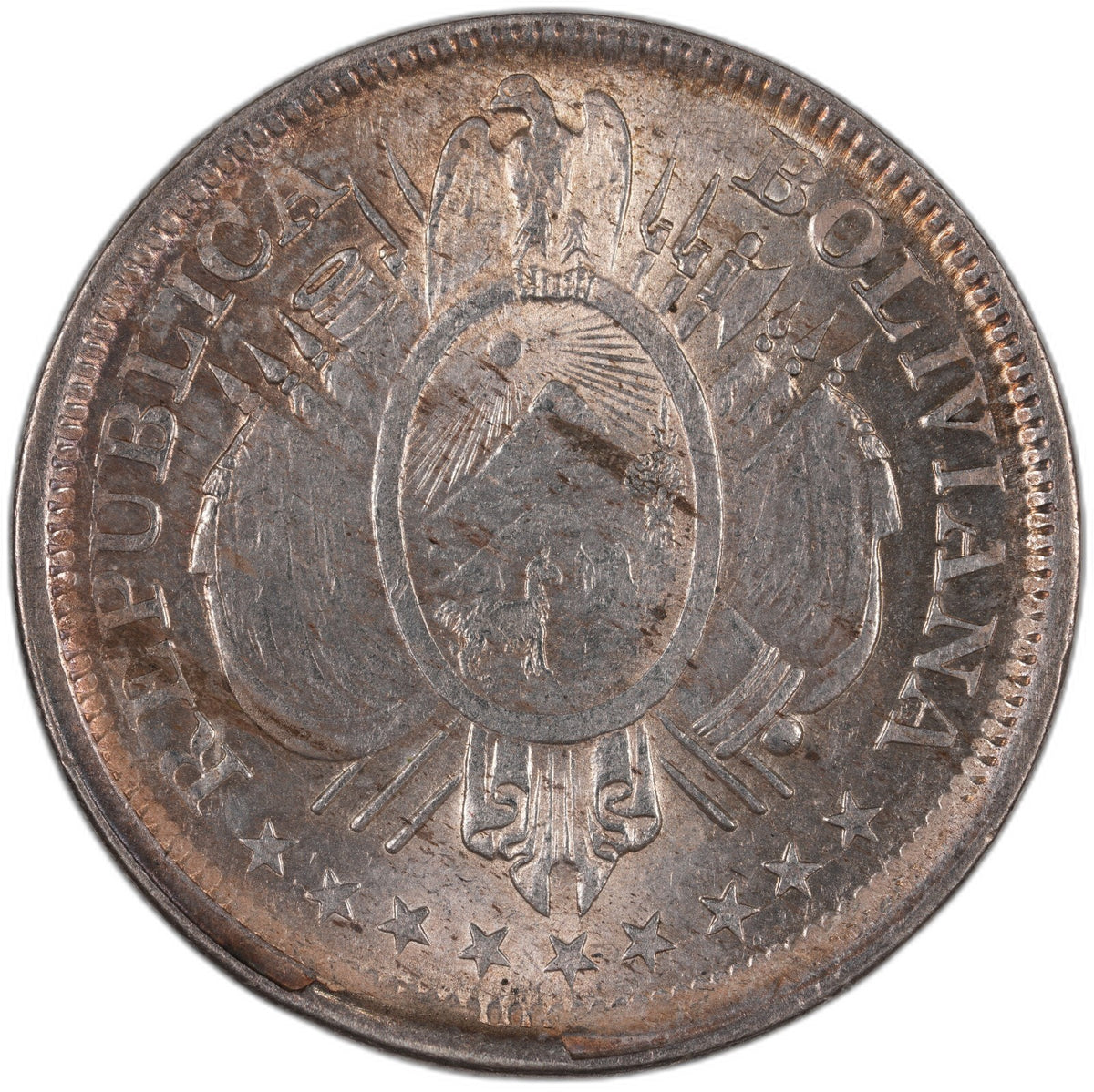 Bolivia - 1/2 Boliviano / 50 Centavos (PTS ES) - 1895 - Silver .900