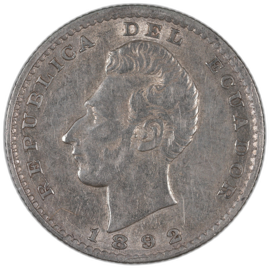Ecuador - 2 Decimos - 1892 (Lima TF) - Silver .900 - Overdate