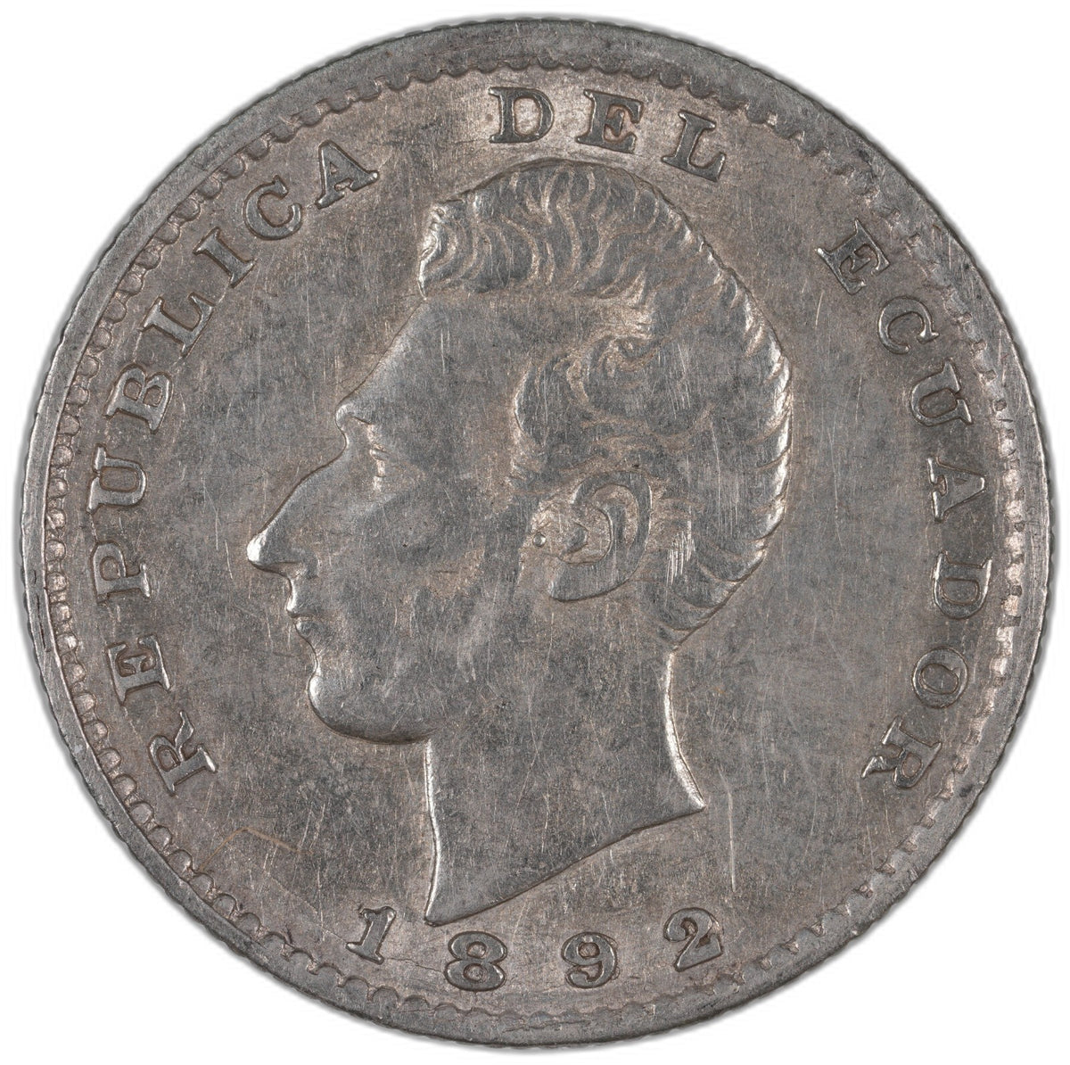 Ecuador - 2 Decimos - 1892 (Lima TF) - Silver .900 - Overdate